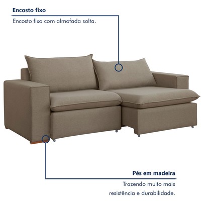 Sofá 2 Lugares Barcelona Retrátil Veludo/Bege Escuro - Celflex Colchoes