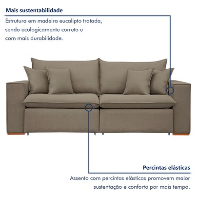 Sofá 2 Lugares Barcelona Retrátil Veludo/Bege Escuro - Celflex Colchoes