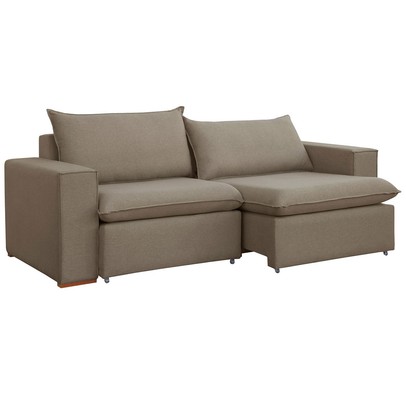 Sofá 2 Lugares Barcelona Retrátil Veludo/Bege Escuro - Celflex Colchoes