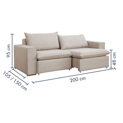 Sofá 2 Lugares Barcelona Retrátil Veludo/Bege Claro - Celflex Colchoes