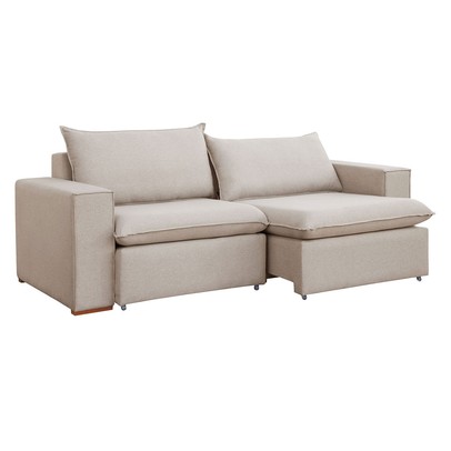 Sofá 2 Lugares Barcelona Retrátil Veludo/Bege Claro - Celflex Colchoes