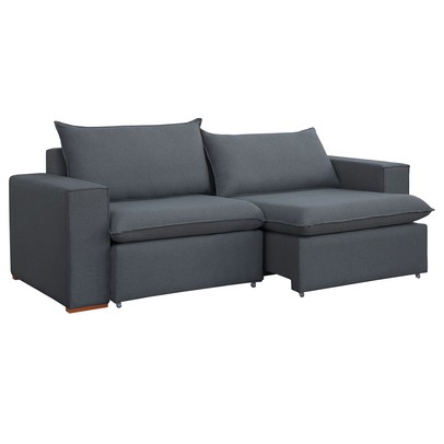 Sofá 2 Lugares Barcelona Retrátil Veludo/Cinza - Celflex Colchoes