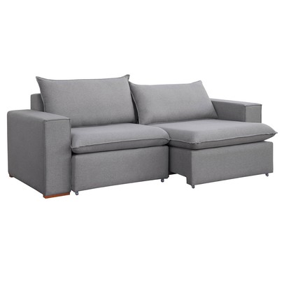Sofá 2 Lugares Barcelona Retrátil Linho/Cinza - Celflex Colchoes