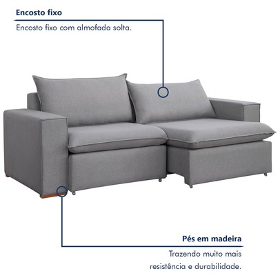 Sofá 2 Lugares Barcelona Retrátil Linho/Cinza - Celflex Colchoes