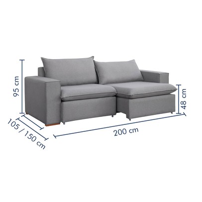 Sofá 2 Lugares Barcelona Retrátil Linho/Cinza - Celflex Colchoes