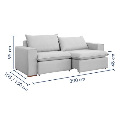 Sofá 2 Lugares Barcelona Retrátil Linho/Gelo - Celflex Colchoes