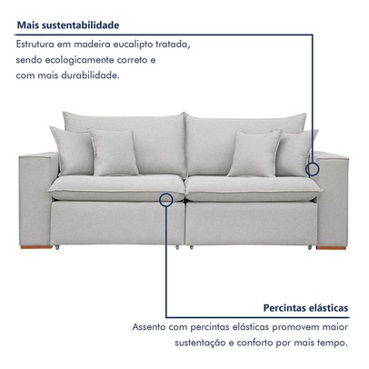 Sofá 2 Lugares Barcelona Retrátil Linho/Gelo - Celflex Colchoes