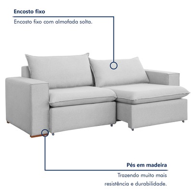 Sofá 2 Lugares Barcelona Retrátil Linho/Gelo - Celflex Colchoes