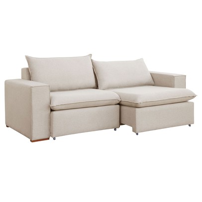 Sofá 2 Lugares Barcelona Retrátil Linho/Cru - Celflex Colchoes