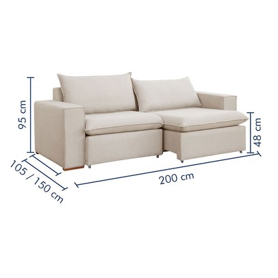 Sofá 2 Lugares Barcelona Retrátil Linho/Cru - Celflex Colchoes