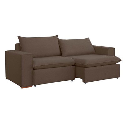 Sofá 3 Lugares Barcelona Retrátil Veludo/Marrom - Celflex