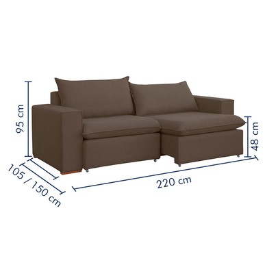 Sofá 3 Lugares Barcelona Retrátil Veludo/Marrom - Celflex