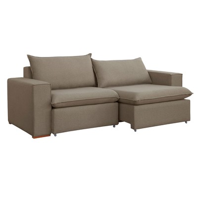 Sofá 3 Lugares Barcelona Retrátil Veludo/Bege Escuro - Celflex