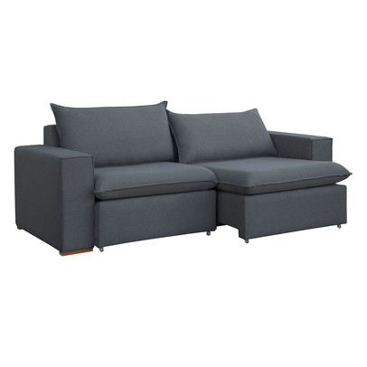 Sofá 3 Lugares Barcelona Retrátil Veludo/Cinza - Celflex