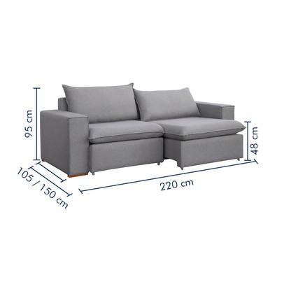 Sofá 3 Lugares Barcelona Retrátil Linho/Cinza - Celflex