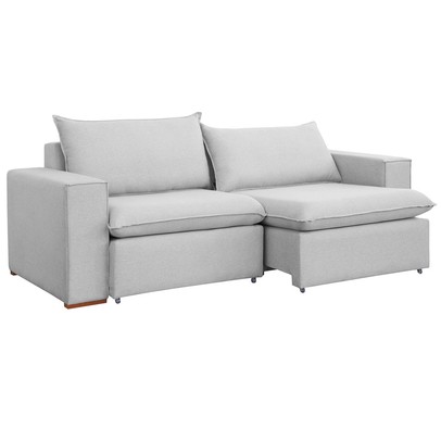 Sofá 3 Lugares Barcelona Retrátil Linho/Gelo - Celflex