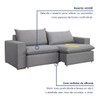 Sofá 4 Lugares Barcelona Retrátil Linho/Cinza - Celflex