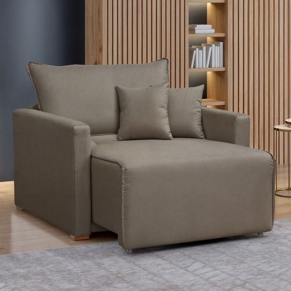 Poltrona Júlia Retrátil e Reclinável Veludo/Bege Escuro - Celflex