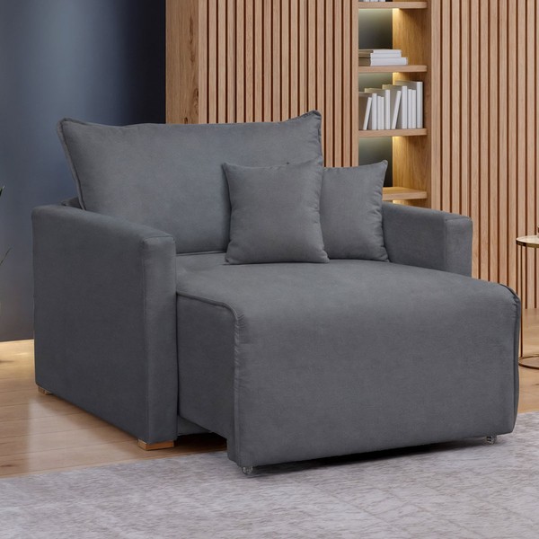 Poltrona Júlia Retrátil e Reclinável Veludo/Cinza - Celflex