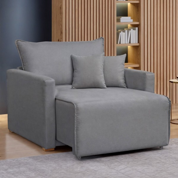 Poltrona Júlia Retrátil e Reclinável Linho/Cinza - Celflex