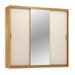 Guarda-Roupa Casal Dalila 3 Portas 4 Gavetas 100% Mdf com Espelho Flex Cinamon/Off-White - Demóbile
