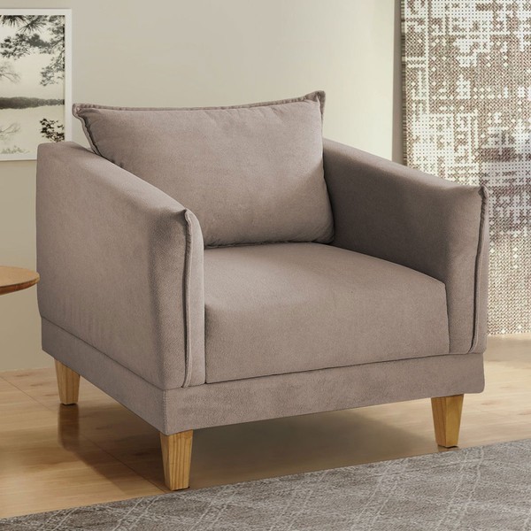 Poltrona Melina Veludo/Bege Escuro - Cellflex