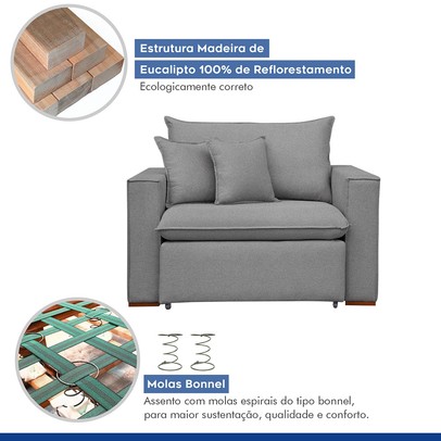 Poltrona Barcelona Retrátil Linho/Cinza - Celflex