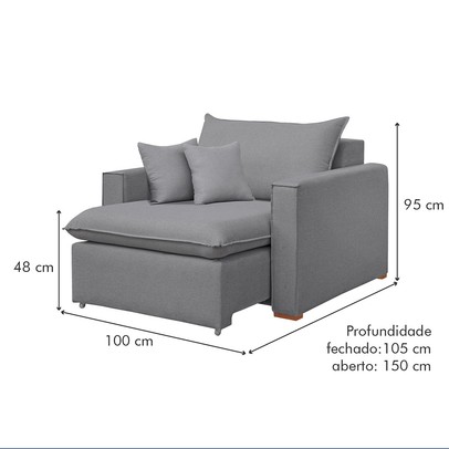 Poltrona Barcelona Retrátil Linho/Cinza - Celflex