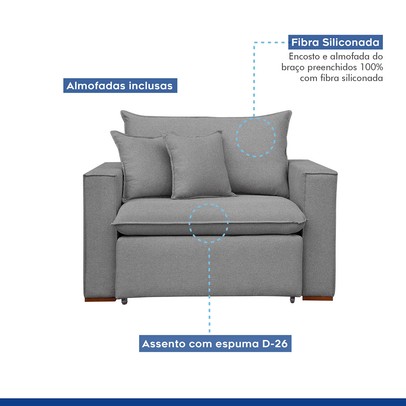 Poltrona Barcelona Retrátil Linho/Cinza - Celflex