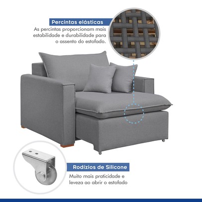 Poltrona Barcelona Retrátil Linho/Cinza - Celflex