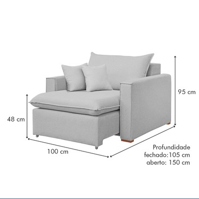 Poltrona Barcelona Retrátil Linho/Gelo - Celflex