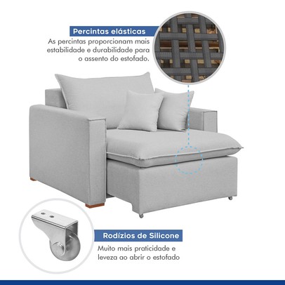 Poltrona Barcelona Retrátil Linho/Gelo - Celflex