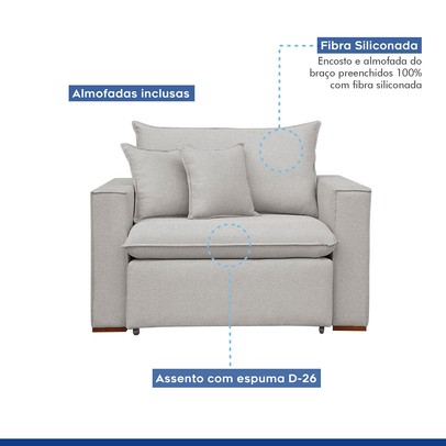 Poltrona Barcelona Retrátil Linho/Gelo - Celflex