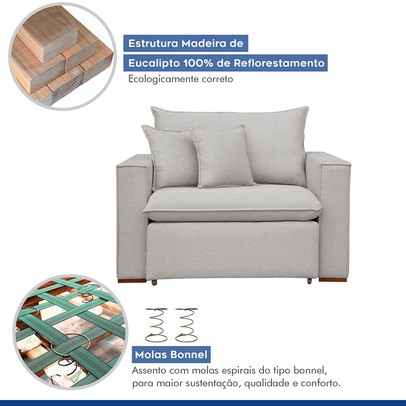 Poltrona Barcelona Retrátil Linho/Gelo - Celflex