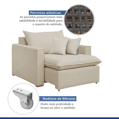 Poltrona Barcelona Retrátil Linho/Cru - Celflex