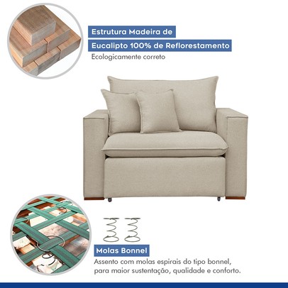 Poltrona Barcelona Retrátil Linho/Cru - Celflex