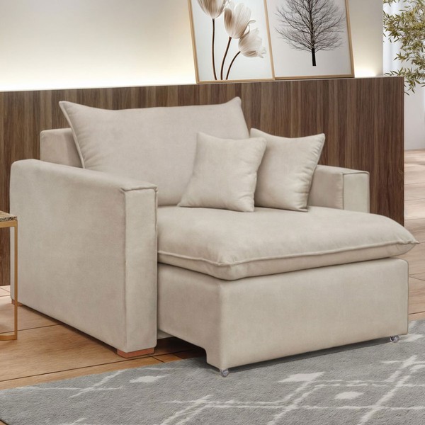 Poltrona Barcelona Retrátil Linho/Cru - Celflex