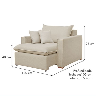 Poltrona Barcelona Retrátil Linho/Cru - Celflex