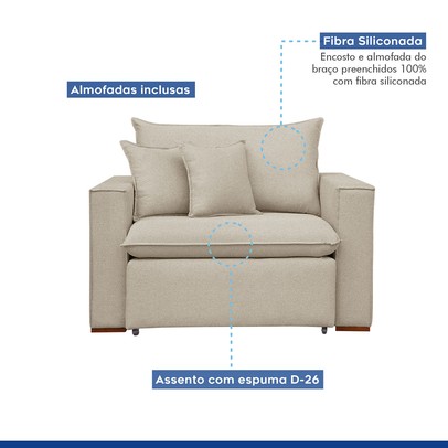 Poltrona Barcelona Retrátil Linho/Cru - Celflex