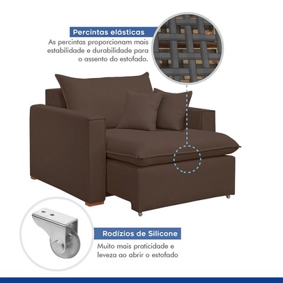 Poltrona Barcelona Retrátil Veludo/Marrom - Celflex