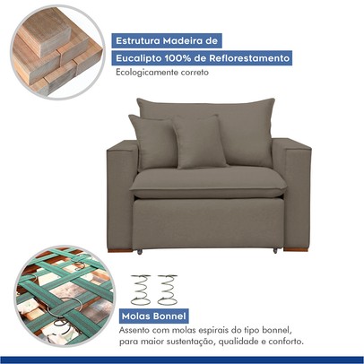 Poltrona Barcelona Retrátil Veludo/Bege Escuro - Celflex