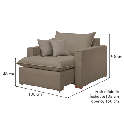 Poltrona Barcelona Retrátil Veludo/Bege Escuro - Celflex