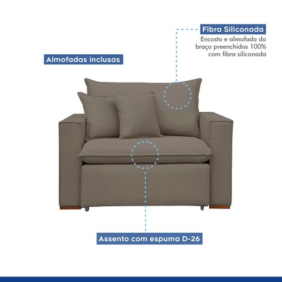 Poltrona Barcelona Retrátil Veludo/Bege Escuro - Celflex