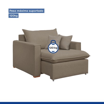 Poltrona Barcelona Retrátil Veludo/Bege Escuro - Celflex