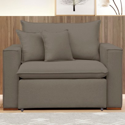 Poltrona Barcelona Retrátil Veludo/Bege Escuro - Celflex