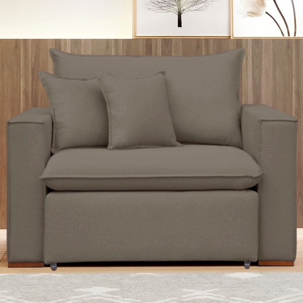 Poltrona Barcelona Retrátil Veludo/Bege Escuro - Celflex