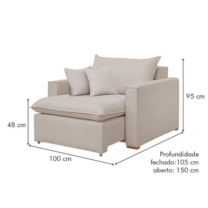 Poltrona Barcelona Retrátil Veludo/Bege Claro - Celflex