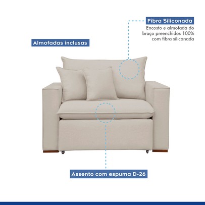 Poltrona Barcelona Retrátil Veludo/Bege Claro - Celflex