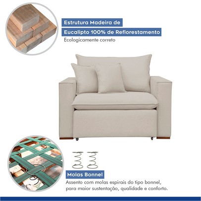 Poltrona Barcelona Retrátil Veludo/Bege Claro - Celflex