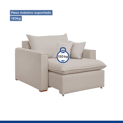 Poltrona Barcelona Retrátil Veludo/Bege Claro - Celflex